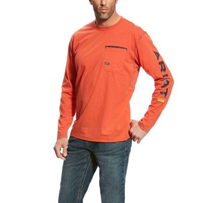 Ariat Rebar Workman Logo - T Shirts Oranje Heren - 18341-584